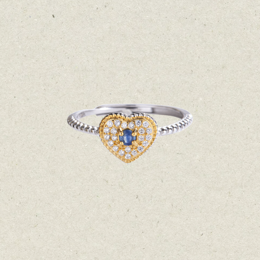 Natural Sapphire Heart Ring