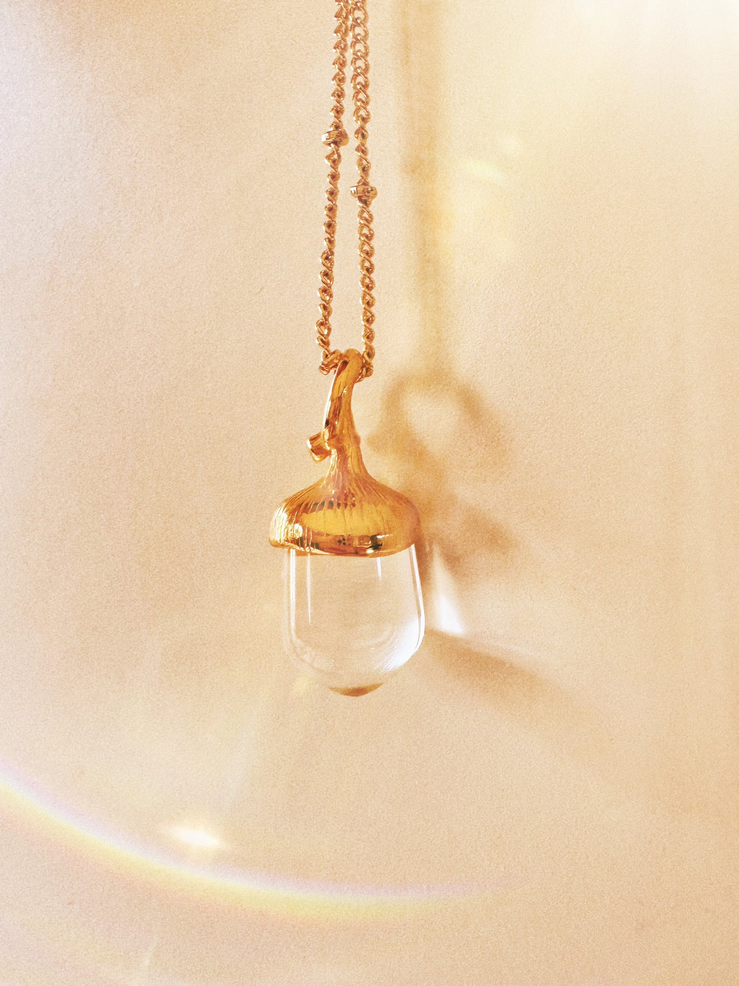 24K Gold Acorn Necklace in Crystal Enhance Your Inner potential and awareness (No Chain)