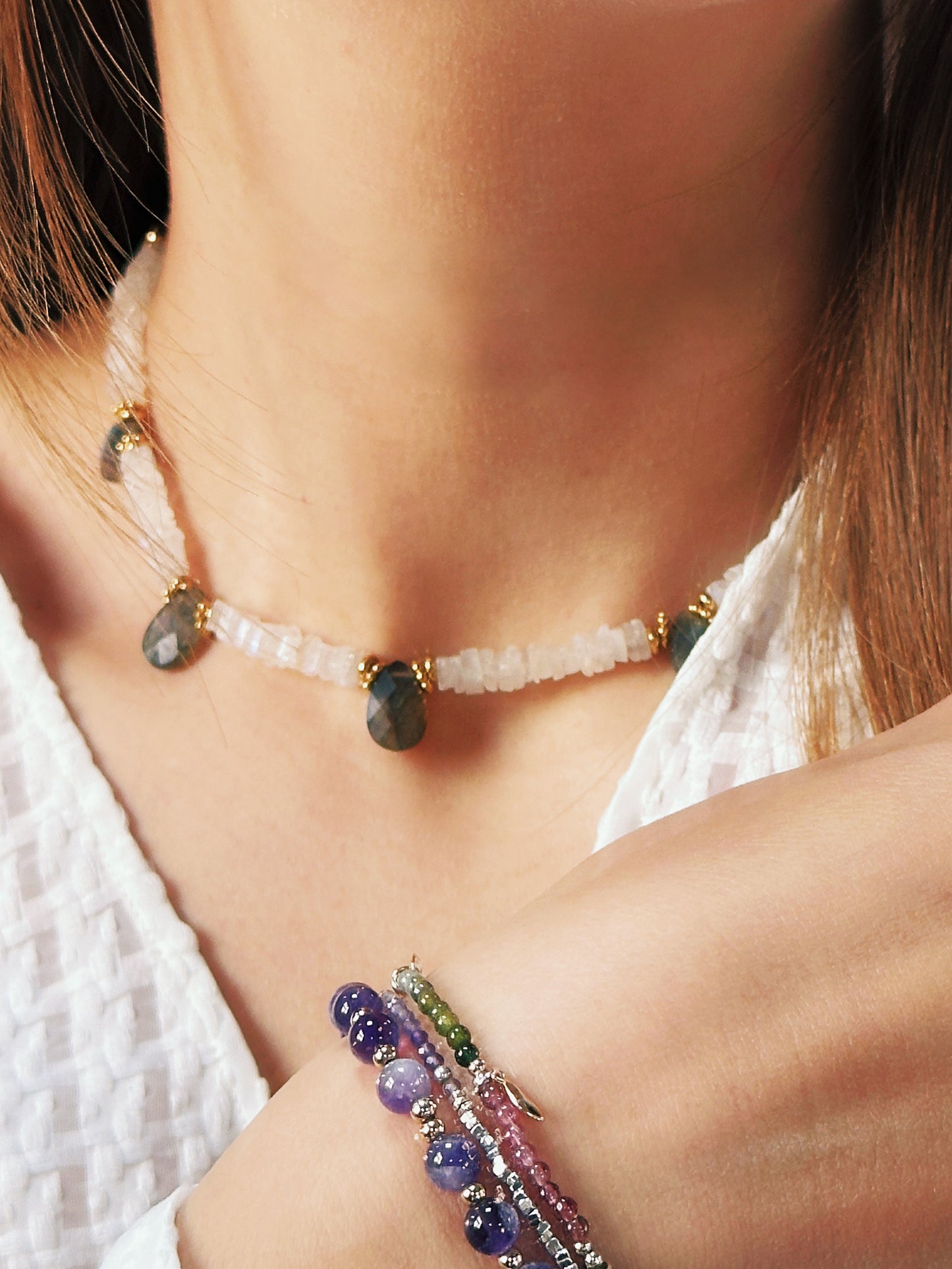 Moonstone Bead Necklace