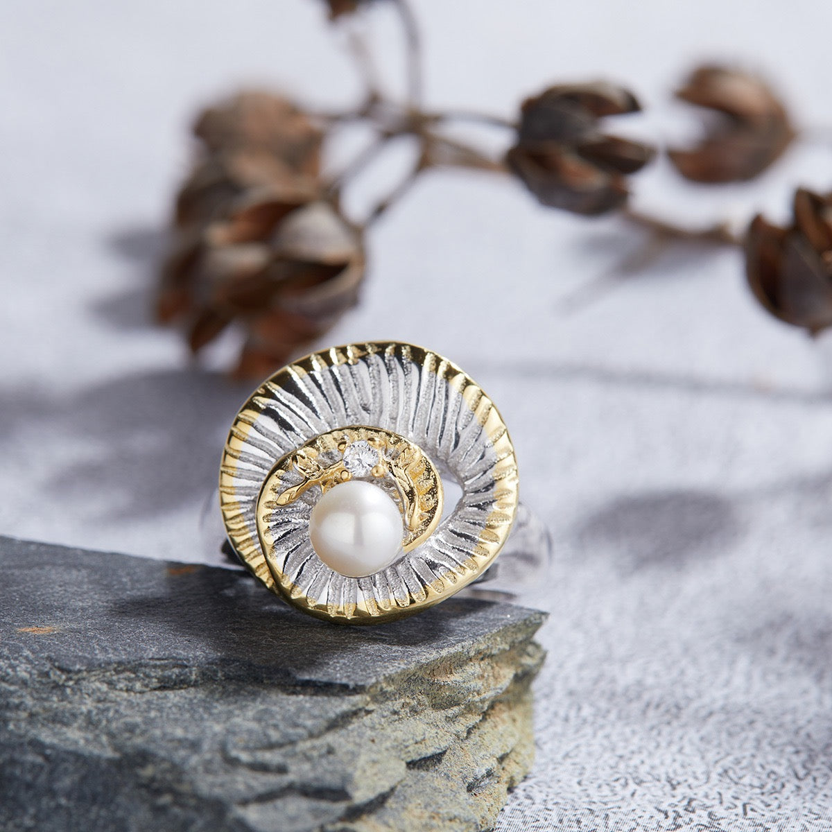 Natural Pearl Sunburst Ring