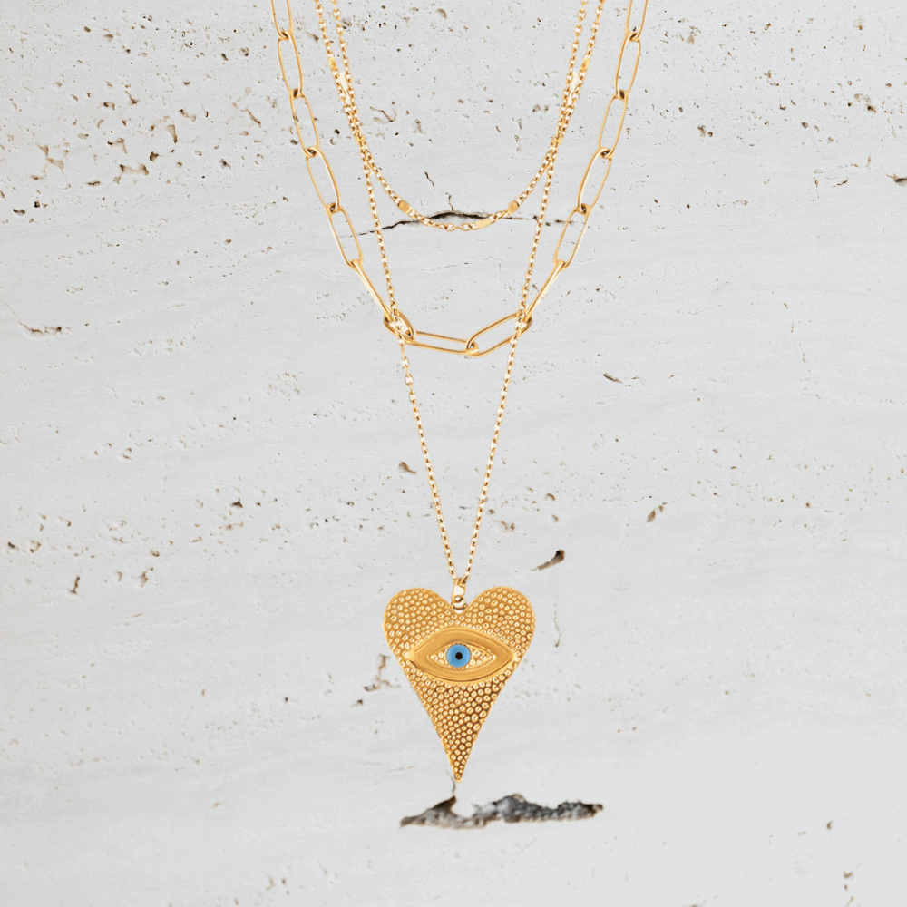 Heart Shaped Evil Eye Necklace