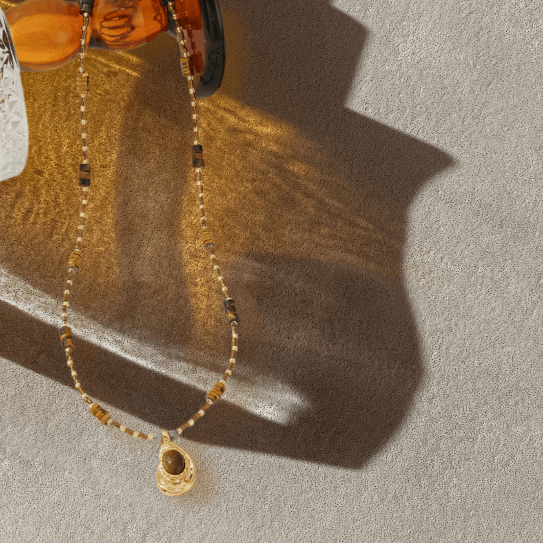 Tiger Eye Stone Beaded Necklace