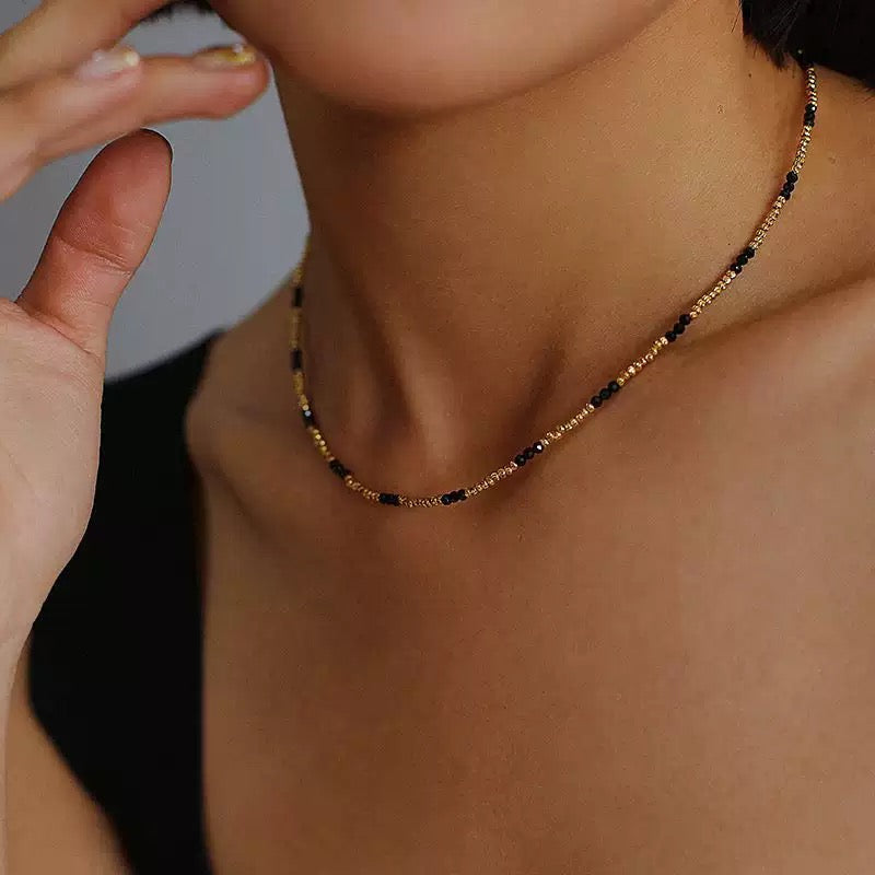 Black Spinel Beaded Necklace