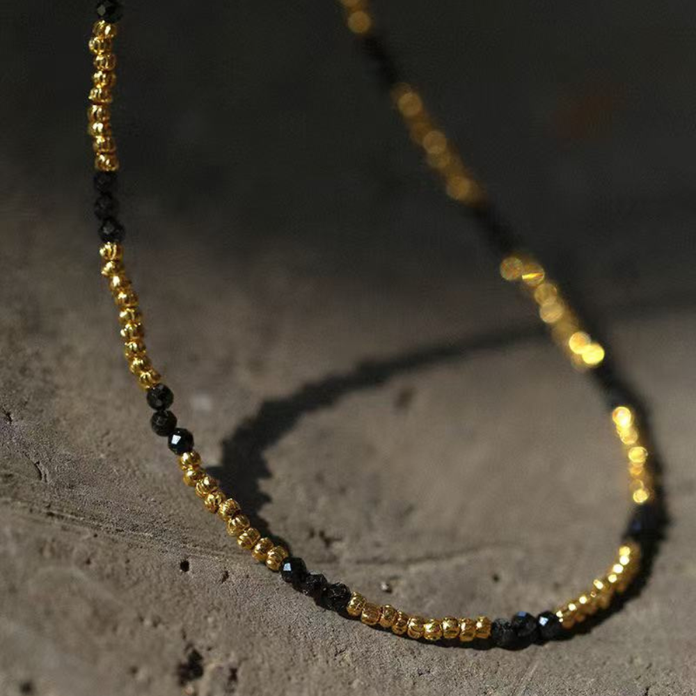 Black Spinel Beaded Necklace