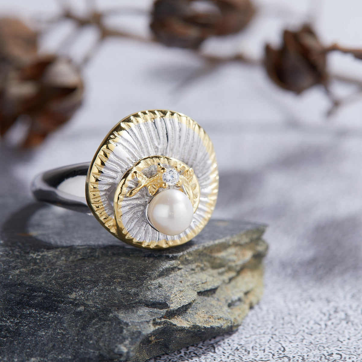 Natural Pearl Sunburst Ring