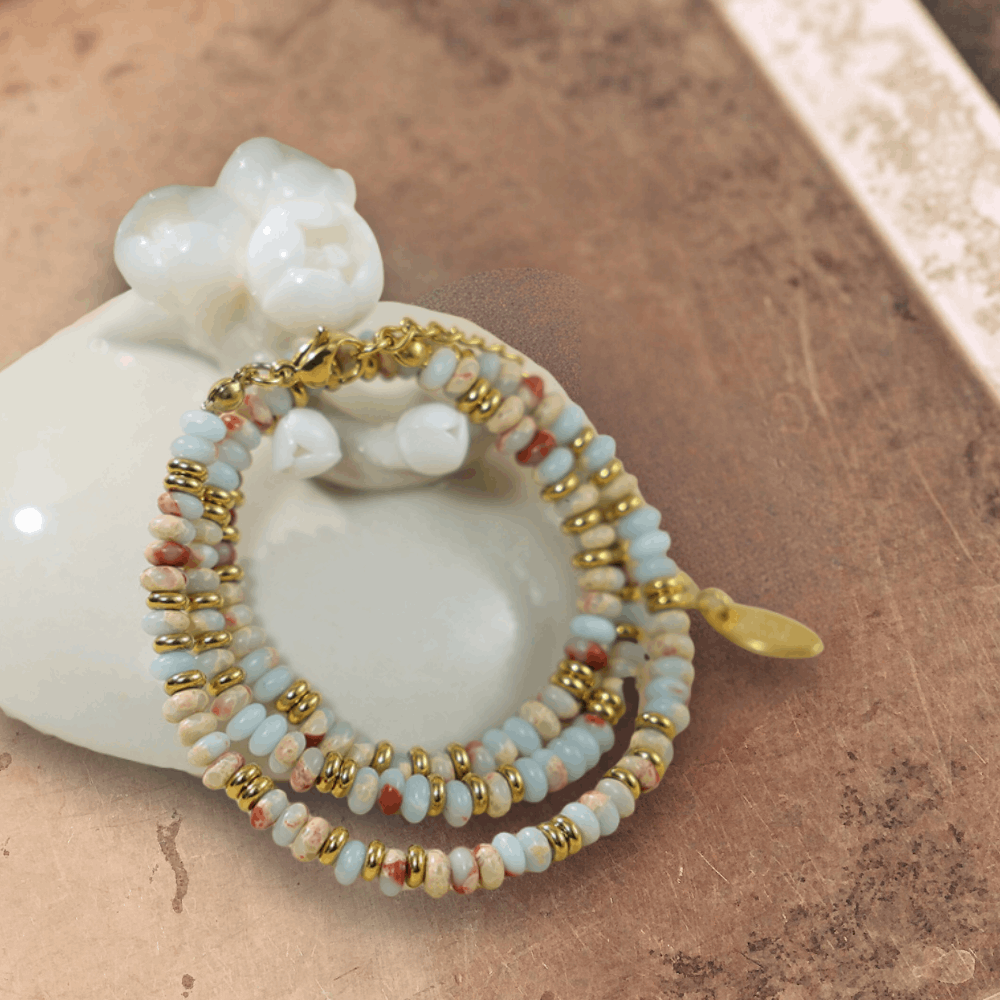 Light Blue Natural Stone Beaded Necklace