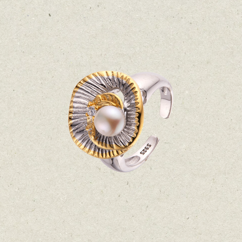 Natural Pearl Sunburst Ring