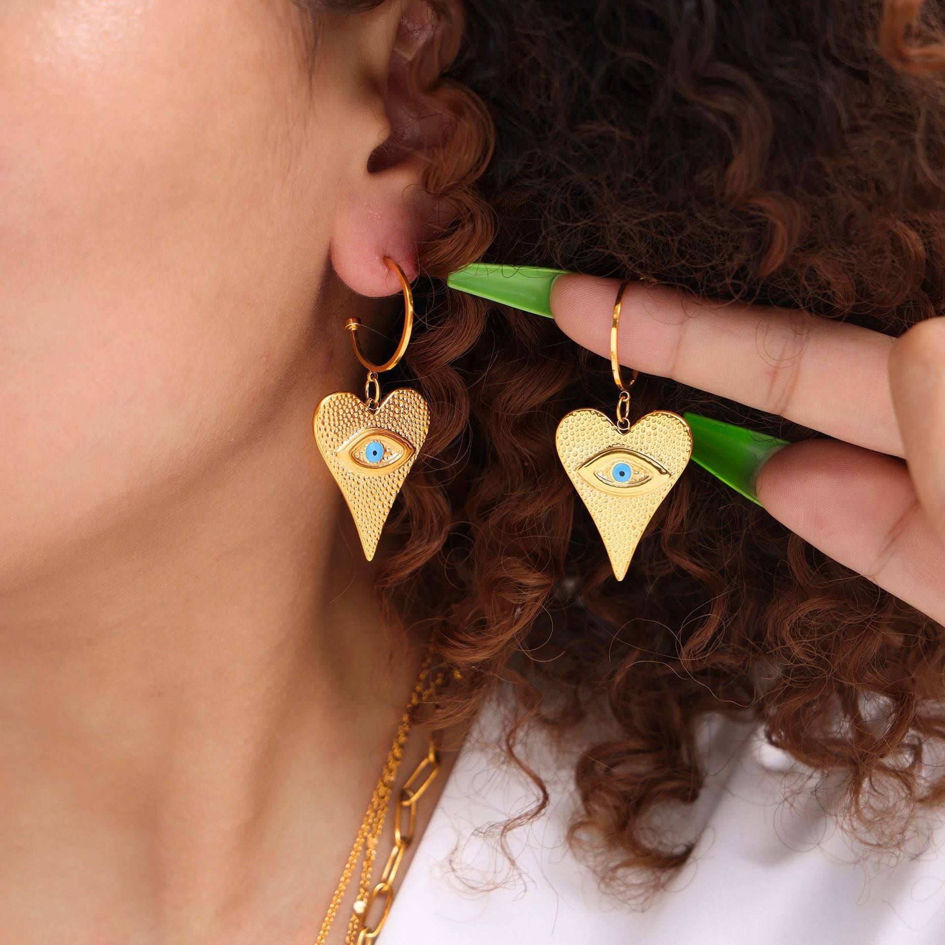 Heart Shaped Evil Eye Earrings